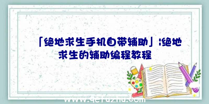 「绝地求生手机自带辅助」|绝地求生的辅助编程教程